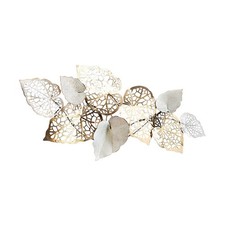 Wandbild Metallbild Wanddeko GOLDEN LEAF aus Metall in gold weiß - 110 x 55 cm