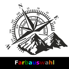 Windrose Kompass Outdoor Berge Aufkleber Camper Wohnwagen Farbwahl (40x33cm)