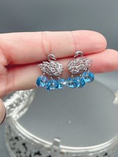 Schwan Ohrringe mit Baumelnden SWAROVSKI® Kristallen Damen Geschenk Neu