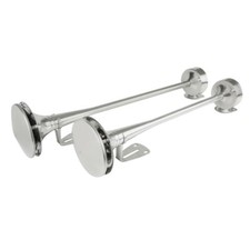 Edelstahl Doppel Druckluftfanfare 2-Klang Fanfare Nebel Horn Hupe Druckluft LKW