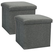 2x Faltbarer Hocker, Sitzhocker mit Stauraum, Aufbewahrungsbox, 40 L