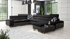 Ecksofa MELANIE 8, Bettfunktion, USB, Bar & 3 Bettkasten modernes Design Sofa 26