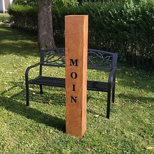 Metall Rost Säule Schriftzug 125cm als personalisierte Geschenkidee Gartendeko