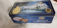 Leere Blechdose, Keksdose, Plätzchendose Dresdner Christstollen
