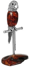 Papagei Figur Silber 925 Bernstein Amber ca. 50 gr. Handarbeit