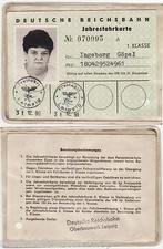 Fahrkarte Jahresfahrkarte Deutsche Reichsbahn 1. Klasse mit Schutzhülle  ( 87732