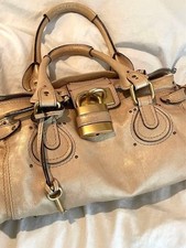 Authentische Chloe Paddington Handtasche gold beige Leder Vorhängeschloss...