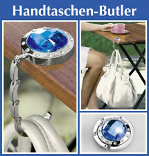 1x Handtaschenhalter Blauer Stein mit Strasssteinen Taschenhalter Tischhalter