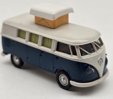 Brekina 1:87 VW Bulli Wohnmobil T1 b Camper mit Hubdach blau/weiss