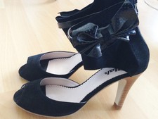 KILLAH Miss Sixty Neu 38 Peeptoe Schleife schwarz Pumps Leder High Heels Reißver