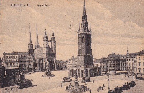 Halle marktplatz - ak,
