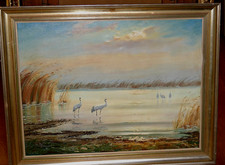 Paul Schlünsen Hiddensee Ölgemälde Ostsee Darss Fischland Bodden  Kraniche