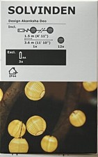 IKEA Solvinden Lichterkette Gelb Batteriebetrieben 12 LED 304.530.52 NEU OVP