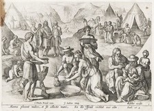 J.Sadeler van den Broeck Gathering Manna Bibel Bible engraving Kupferstich 1600