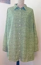 Ulla Popken Bluse Langarm Grün - Schwarz mit Muster Größe 50/52