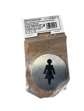 Hinweisschild 76mm  "Damen" Schild Rund selbstklebend Edelstahl Matt / KSNr.2