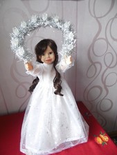 Lichterpuppe elektrisch beleucht. groß Christkind Bornkindl  weiß/silber  Erzgeb