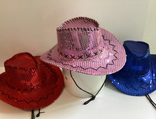 Pailletten Party Hut Festival Fasching Glitzer-Hut Disco Karneval Motto Cowboy