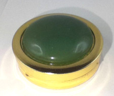 Alte Pillendose 1960er Jahre Messing rund Jade? grüner Stein aus Erbschaft