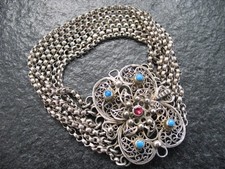 Armband Silber Handarbeit 7 reihig Trachtenarmband mit großer Schließe von 1910 