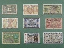 Reichsbanknote Darlehenskassenschein - 9 alte Geldscheine Banknoten - 1915-23