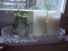 Deko Tablett Kerzentablett Kerzenschale Metall Weiß Hygge Landhaus Shabby IKEA