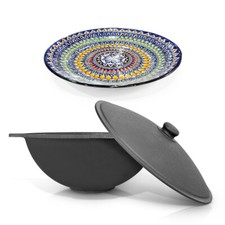 Uzbekisch Kazan Gusseisen 22L Kochtopf Kasan Lagan Ljagan Teller WOK Asia Pfanne