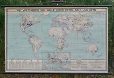 VINTAGE | SCHULWANDKARTE WELTKARTE KOHLE EISEN GOLD URAN | SCHOOL WALL CHART