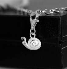 Charm Schnecke Tier 925 Silber Karabiner - Anhänger mit Karabinerverschluss