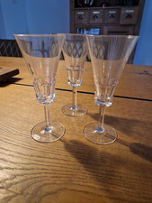 3 Vintage Kristall Sektgläser Strahlen Schliff Sektkelche 60er Jahre Gläser Set 