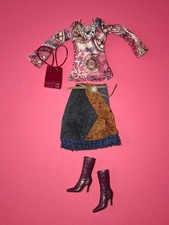 ?BARBIE MATTEL o.a. puppen kleidung jeansrock bluse tasche stiefel?