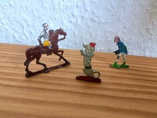 Alte Zinnfiguren Handbemalt Ritter Pferd Butler Mit Hut Hund ca. 1920, Spielzeug