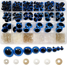 150 Stück Puppenaugen Sicherheitsaugen Kunststoff Bastel Augen Blau Set 8mm bis 