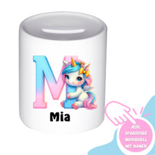Bedruckte Spardose für Kinder Einhorn  Personalisiert mit Namen  Geschenk