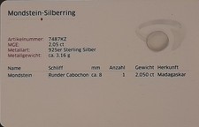 Juwelo Mondstein Silberring Größe 18 Offene Ringschiene 925 Sterling Silber