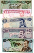 LOT SET SERIE 5 BANKNOTEN IRAK