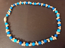 Halskette aus Achat (blau) und