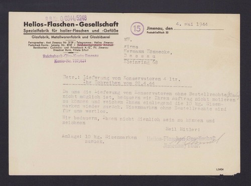 Ilmenau thür brief 1944 - ilmenau,