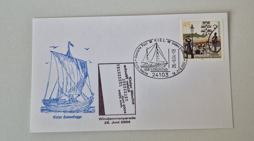 Postkarte mit schiffsstempel - mit,