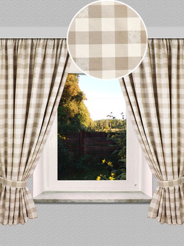 2er set landhausvorhang karo - 2er-set,