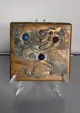 Alte VAAD Judaica Schatulle Kupfer Dose Made Israel Edelsteine Vintage Menorah