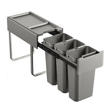 B-Ware SVITA Einbaumülleimer EM3x10 30L 3 Fächer mit Deckel Mülltrennsystem Grau