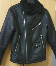 ZARA Herren  Biker Jacke Winterjacke mit Teddyfutter schwarz Gr: M Winter