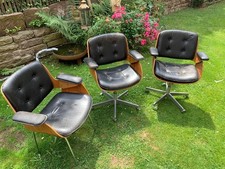  Bauhausstil Bürostühle Tecta (1971) ,  Palisander , Leder, div. Gebrauchsspuren