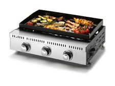 GRILLMEISTER Plancha Gasgrill 9,0 kW, 3 Brenner,Edelstahl Outdoor-Tischgrill NEU