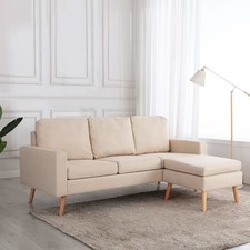 Sofa 3-Sitzer Hocker Stoff