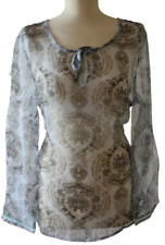 Damen Chiffon Bluse blau grau Tunika Gr. S M L  Shirt Weite regulierbar 629 neu