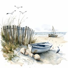 Wandbild Ruderboot Strand Meer