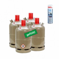4x Propan-Gas-Flasche VOLL 11 kg gefüllt Lecksuchspray