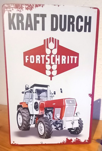 Blechschild fortschritt ddr - blechschild,